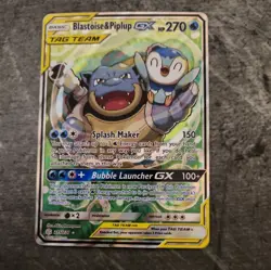 Pokemon Cosmic Eclipse Alt Art Blastoise & Piplup GX 215/236 - Near Mint (NM) - Image 1