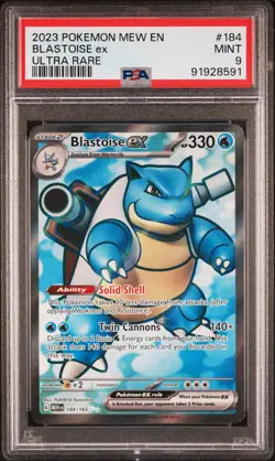 2023 POKEMON MEW EN-151 ULTRA RARE #184 BLASTOISE EX PSA 9 - Image 1