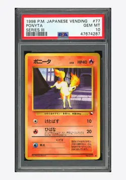 Pokemon PSA 10 Ponyta C 1998 #77 Vending Series III Japanese - Image 1