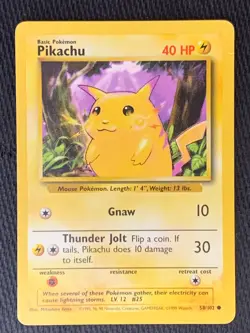 Pikachu 58/102 - 1999 WOTC Base Set Pokemon - Image 1
