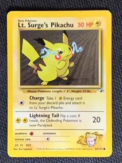 Lt Surge's Pikachu 81/132 Pokemon Gym Heroes 2000 Non Holo - Image 1