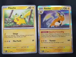 Pikachu + Raichu 025, 026/165 Common Rare Non Holo + Holo Pokemon 151 - Image 1