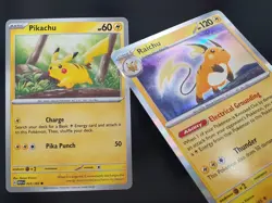 Pikachu + Raichu 025, 026/165 Common Rare Non Holo + Holo Pokemon 151 - Image 2
