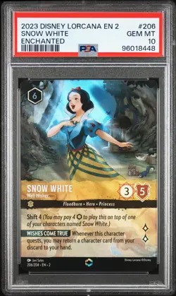 2023 Disney Lorcana Floodborn #206 "Snow White - Enchanted" - PSA 10 - GEM MINT - Image 1