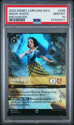 2023 DISNEY LORCANA EN 2-RISE OF THE FLOODBORN SNOW WHITE - WELL WISHER PSA 10 - Image 1