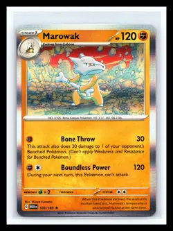 💥 Marowak # 105/165 Holo Rare Scarlet & Violet 151 Pokemon Card - Image 1