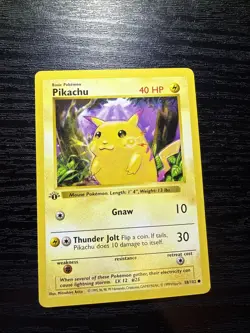 1st Edition Pikachu Yellow Cheek ￼58/102 Shadowless Base Set Pokemon Card - Image 1