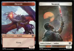 MTG Dragon (0021) // Soldier (0009) Double-Sided Token - Foil NM-Mint Commander - Image 1