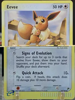 Pokemon Card TCG Eevee #63/100 EX Sandstorm 2003 Reverse Holo E-reader Vintage - Image 3