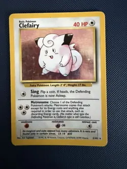 Clefairy 5/102 Base Set Holo LP WOTC Original Pokemon TCG Card Basic Rare - Image 1