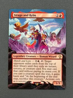 Strago and Relm MTG Final Fantasy Commander Hand Painted Borderless Altered Art - Image 1