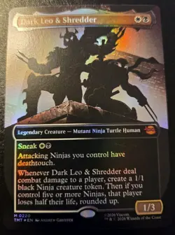 Dark Leo & Shredder Borderless 0220 Foil Mythic Teenage Mutant Ninja Turtles MTG - Image 1