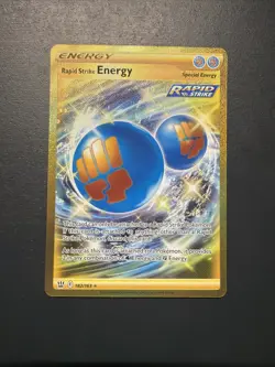 Pokemon TCG Rapid Strike Energy Gold Secret Rare Card 182/163 Battle Styles - Image 1