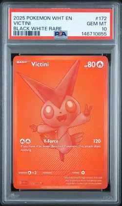 Pokemon 2025 Victini 172/086 Black White Rare White Flare GEM MINT PSA 10 - Image 1
