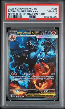 2025 POKEMON PFL EN-SPECIAL ILLUSTRATION RARE #125 MEGA CHARIZARD X EX PSA 10 - Image 1