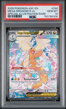 2026 POKEMON ASCENDED HEROES SPECIAL ILLUSTRATION RARE MEGA DRAGONITE EX PSA 10 - Image 1