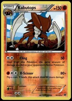 Kabutops 39/124 Rare Fates Collide Pokemon Reverse Holo NM - Image 1