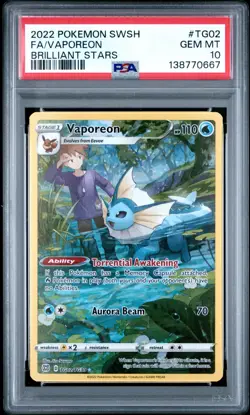 PSA 10 2022 Vaporeon TG02/TG30 - SwSh09: Brilliant Stars Pokemon TCG - Image 3