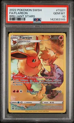 2022 POKEMON SWORD & SHIELD BRILLIANT STARS #TG01 FULL ART/FLAREON PSA 10 - Image 1