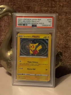 2020 Pokemon Centre SWSH Black Star Promo 074 Special Delivery Pikachu PSA 7 NM - Image 2