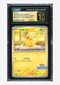 Pokemon CGC10 PRISTINE Pikachu Promo 2025 242/SV-P Illustration Contest Japanese - Image 1