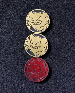 2025 Pokemon Glow In The Dark Coins Gengar Magcargo Red Yellow Lot*3 LU57 - Image 1