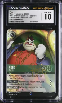 Disney Lorcana Rise of the Floodborn CGC 10 Pete Enchanted - Jim Cummings Auto - Image 1