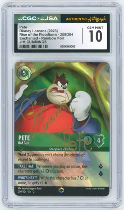 Disney Lorcana Rise of the Floodborn CGC 10 Pete Enchanted - Jim Cummings Auto - Image 2