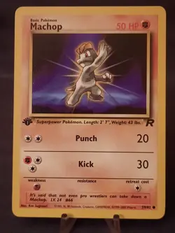 Pokemon Card Team Rocket 1st Edition Regular Finish Machop 59/82 VLP-NM - Image 1
