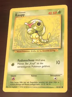 1999 Pokemon Card Raupy 45/102 Basic German - Image 1