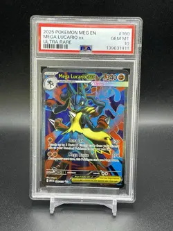 Mega Lucario ex Pokemon Mega Evolution Ultra Rare Holo 160/132 PSA 10 Gem Mint - Image 1