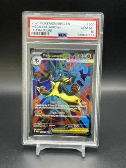 Mega Lucario ex Pokemon Mega Evolution Ultra Rare Holo 160/132 PSA 10 Gem Mint - Image 3