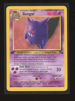 Gengar Pokemon Fossil 1999 1st Edition Non-holo 20/62 Strong LP/ Close NM - Image 1