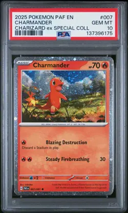 2025 POKEMON PAF EN-PALDEAN FATES CHARIZARD EX SPECIAL COLL CHARMANDER PSA 10 - Image 1