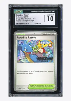 Pokemon CGC 10 GEM Paradise Resort Promo 2023 #045 SVP World Championship ENG - Image 1