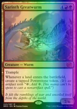 MTG Magic the Gathering Sarinth Greatwurm (220/399) The Brothers' War NM FOIL - Image 1