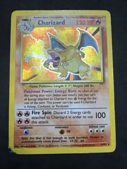 1999 Pokemon Base Set Charizard 4/102 Holo Rare WOTC 120 HP English DMG - Image 1