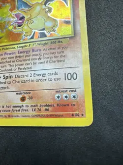 1999 Pokemon Base Set Charizard 4/102 Holo Rare WOTC 120 HP English DMG - Image 4