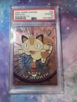 2000 TOPPS CHROME POKEMON T.V. #52 MEOWTH PSA 10 GEM MINT 💎 - Image 2