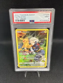 Pokemon Pikachu 2022 Trainer Gallery Full Art TG05/TG30 Swsh11 Lost Origin PSA 9 - Image 1