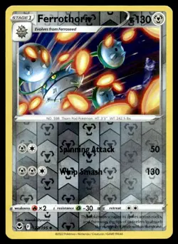 Ferrothorn 122/195 Pokemon Card Silver Tempest Uncommon 130 HP Rev Holo NM Z28 - Image 1