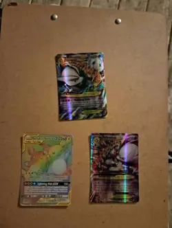Pokemon Card Lot / Raichu & Alolan Raichu GX & (2) Mega M Mewtwo 63/162 & 64/63 - Image 1