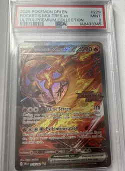 Pokemon TCG Team Rockets Moltres EX Card 229/182 PSA 9 - Image 1