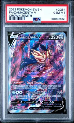 Zamazenta V PSA 10 GG54 English Pokemon Card 2023 Crown Zenith Alternate Art - Image 2