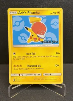 Ash's Pikachu SM114 Sm Regular Sun & Moon Black Star Promo Pokemon - Image 1