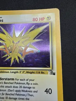 Zapdos Holo Rare Fossil 15/62 Pokemon Card - WOTC 1999 MP - Image 3