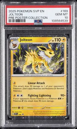 2025 POKEMON SVP EN-SV BLACK STAR PROMO #169 JOLTEON PSA 10 - Image 1