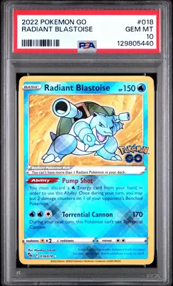 2022 POKEMON GO #018 RADIANT BLASTOISE PSA 10 - Image 1