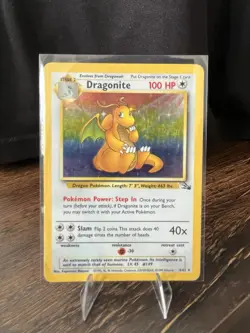 Pokemon Dragonite Fossil Holo Rare 4/62 Unlimited 1999 100 HP English - Image 1