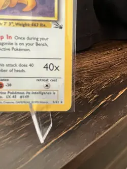Pokemon Dragonite Fossil Holo Rare 4/62 Unlimited 1999 100 HP English - Image 4